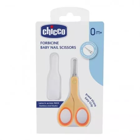 Chicco Baby Nail Scissors nożyczki z osłonką dla dzieci od 0m+ Pomarańczowe