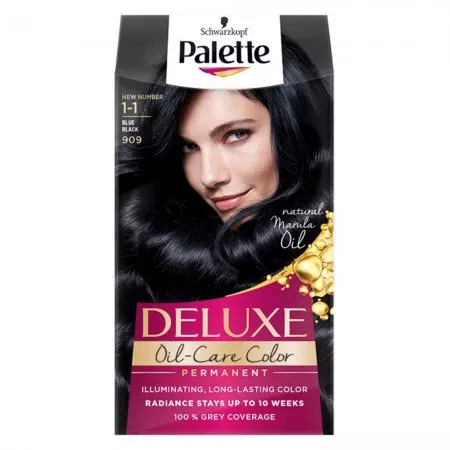 Schwarzkopf Palette Deluxe Oil-Care Color farba do włosów trwale koloryzująca z mikroolejkami 909 (1-1) Granatowa Czerń