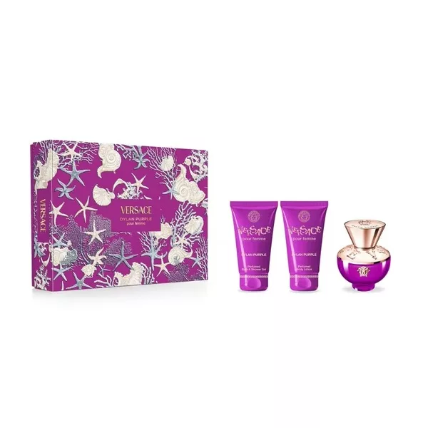 Versace Dylan Purple Pour Femme luksusowy zestaw dla kobiet woda perfumowana 50ml + żel pod prysznic 50ml + balsam do ciała 50ml