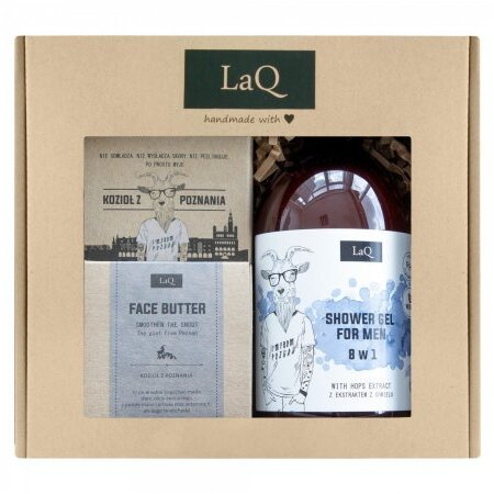 LaQ, Zestaw: Kozioł z Poznania - żel pod prysznic, masło do twarzy i mydło w kostce