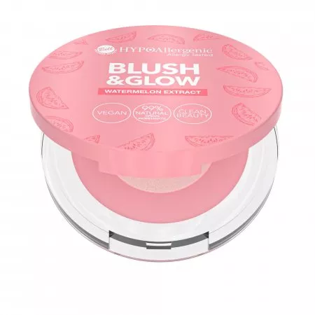 Bell HYPO Blush&Glow 01, hypoalergiczny rozświetlający róż, 9g