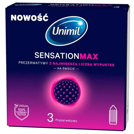 Unimil Senstation Max prezerwatywy z największa liczbą wypustek 3szt.