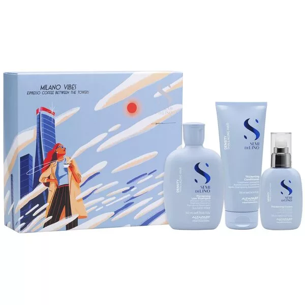 Alfaparf Milano Semi di Lino Density, zestaw prezentowy zagęszczający włosy, 250ml + 200ml + 125ml