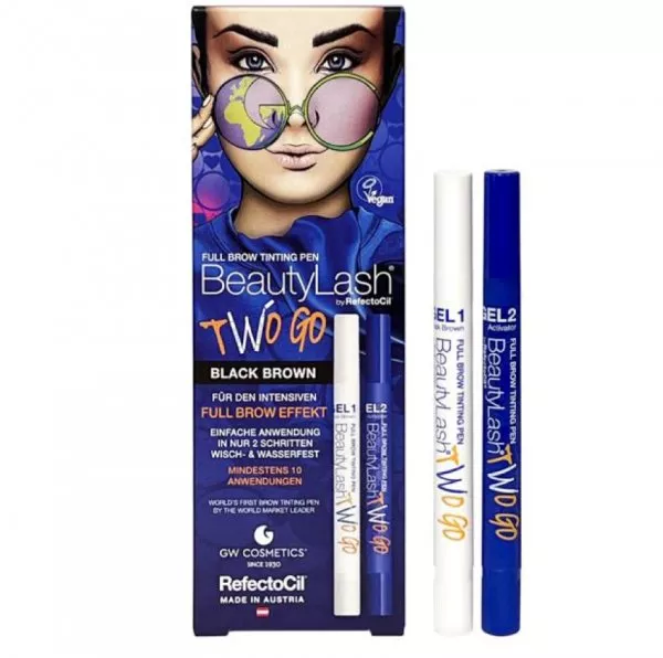 RefectoCil Beauty Lash Two Go Black Brown, zestaw do koloryzacji brwi w formie pisaków w odcieniu czarno brązowym