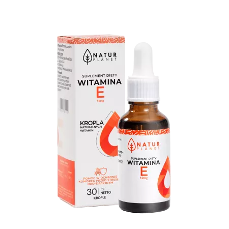 NaturPlanet, Witamina E krople 30ml Witamina E 12 mg/5kropli 900 kropli - 180 dawek