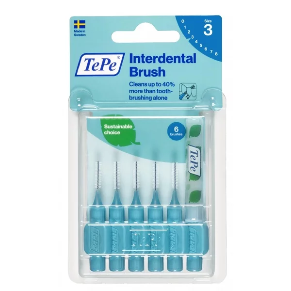 TePe Orginal szczoteczki do przestrzeni międzyzębowych z bioplastiku 0.6mm Niebieskie 6szt.