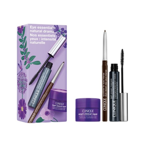 Clinique Eye Essentials: Natural Drama zestaw tusz do rzęs 6ml + kredka do oczu 0.14g + krem pod oczy 5ml