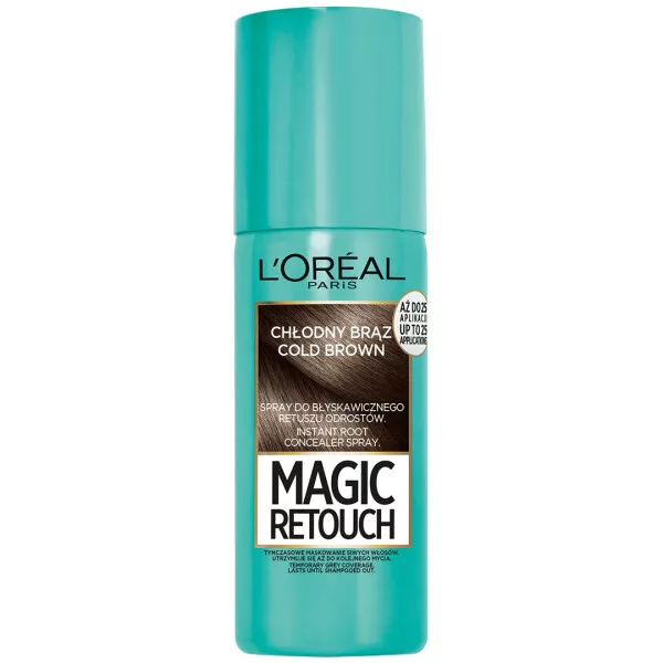 L'Oreal Paris Magic Retouch, spray do retuszu odrostów, Chłodny brąz, 75ml