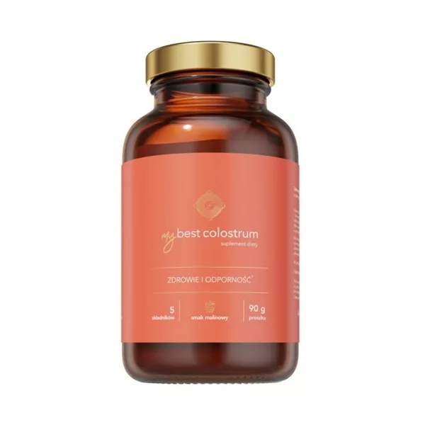 MyBestPharm MyBestColostrum suplement diety na odporność dla dzieci i dorosłych Malina 90g