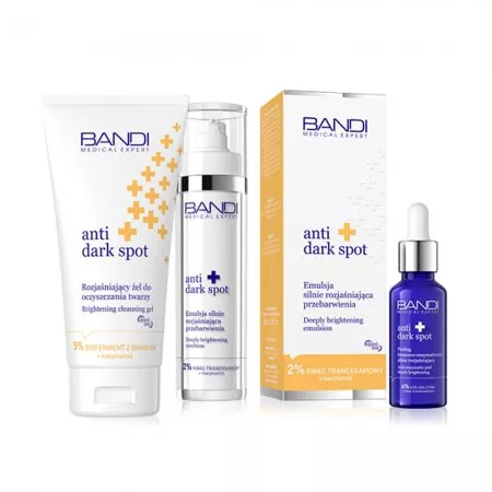 Bandi Anti Dark Spot, zestaw do pielęgnacji twarzy rozjaśniający przebarwienia, emulsja + żel + peeling