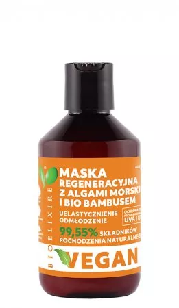 Bioelixire Vegan, maska regeneracyjna z bio bambusem i algami morskimi, 300ml