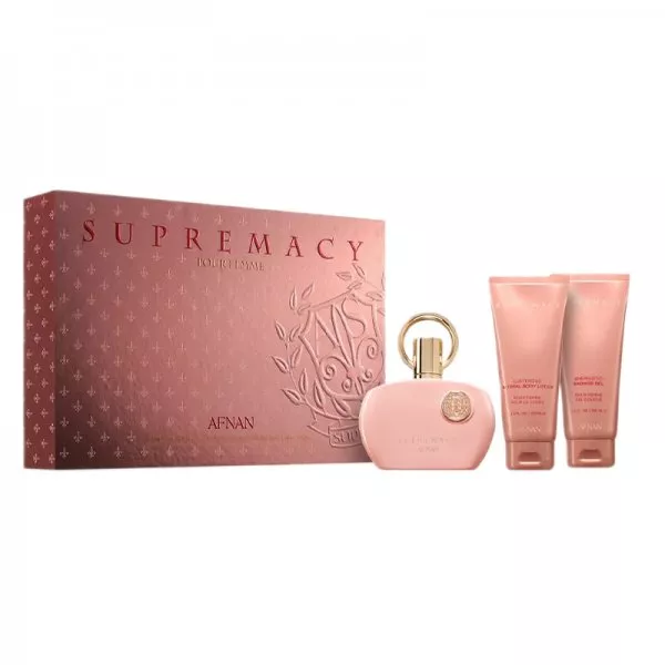 Afnan Supremacy Pink zestaw woda perfumowana spray 100ml + żel pod prysznic 100ml + balsam do ciała 100ml (W)