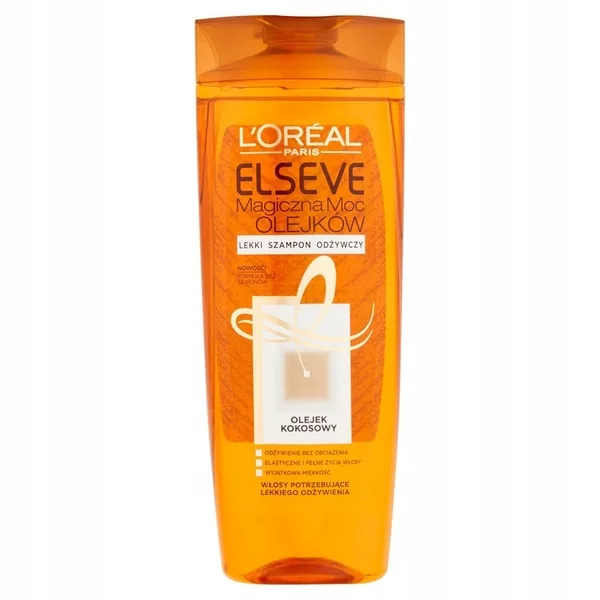 L'Oreal Paris Elseve Magiczna Moc Olejków Lekki Szampon Odżywczy z olejkiem kokosowym do włosów normalnych lub suchych, 400ml