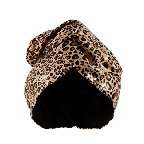 Glov Dwustronny turban do włosów z mikrofibry i wegańskiej satyny szybkie suszenie anti-frizz Cheetah