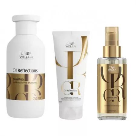 Wella Oil Reflections, zestaw do włosów matowych, szampon + odżywka + olejek