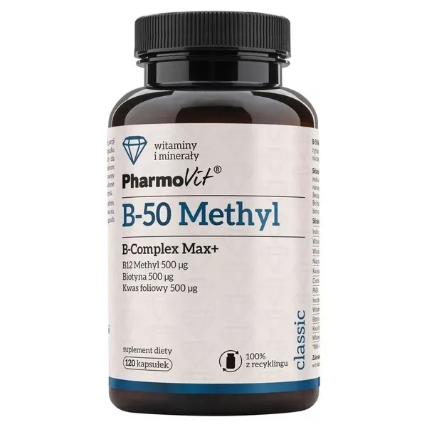 Pharmovit B-50 Methyl B-Complex Max+ suplement diety 120 kapsułek