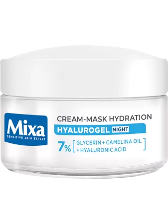 Mixa Hyalurogel, nawilżający krem-maska na noc, 50ml