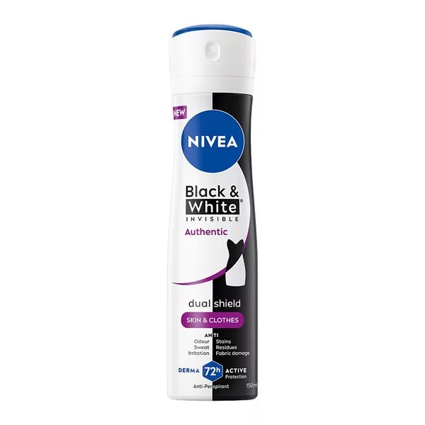 Nivea Black& White Invisible Authentic antyperspirant spray 150ml (W)