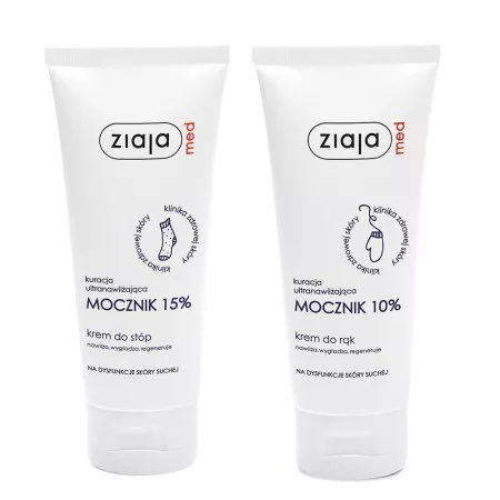 Ziaja Med Kuracja Ultranawilżająca Mocznik, zestaw do pielęgnacji dłoni i stóp, 2x100ml