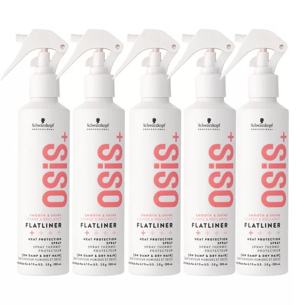 Schwarzkopf OSIS+ Flatliner, termoochronne serum prostujące w sprayu, wielopak, 5x200ml