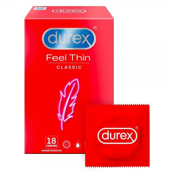 Durex Feel Thin Classic cienkie prezerwatywy lateksowe 18szt