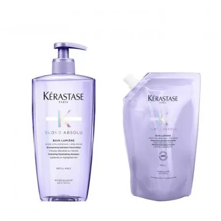 Kerastase Blond Absolu, zestaw rozświetlający do włosów, kąpiel 500ml + refill 500ml