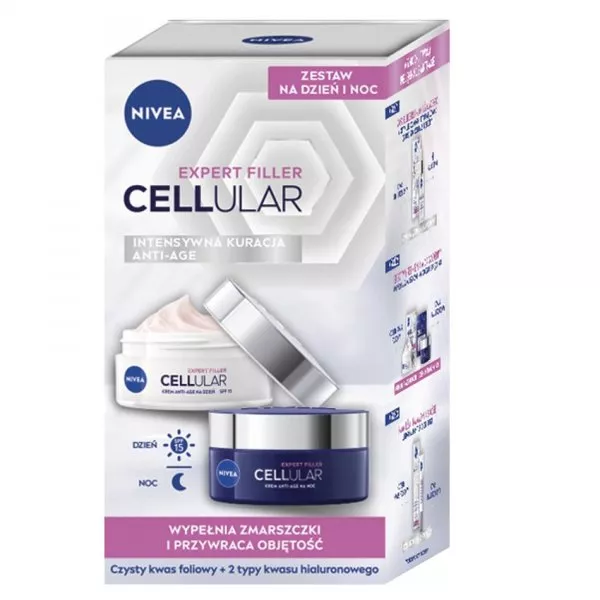 Nivea Cellular Expert Filler zestaw przeciwzmarszczkowy krem na dzień 50ml + przeciwzmarszczkowy krem na noc 50ml