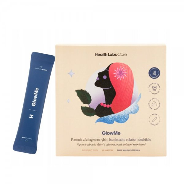 HealthLabs GlowMe wsparcie zdrowia skóry i ochrona przed wolnymi rodnikami suplement diety Malina-Borówka 30 saszetek