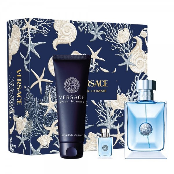 Versace Pour Homme zestaw woda toaletowa spray 100ml + woda toaletowa 5ml + żel pod prysznic 150ml (M)