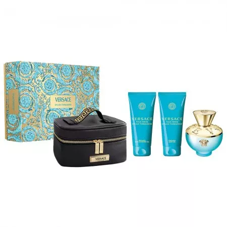 Versace Dylan Turquoise Pour Femme zestaw woda toaletowa spray 100ml + żel pod prysznic 100ml + żel do ciała 100ml + kosmetyczka (W)