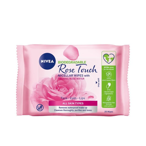 Nivea Rose Touch micelarne biodegradowalne chusteczki do demakijażu z organiczną wodą różaną 25szt