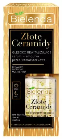 Bielenda Złote Ceramidy Głęboko Rewitalizujące Serum - Ampułka Przeciwzmarszczkowe Dzień/ Noc, 15ml