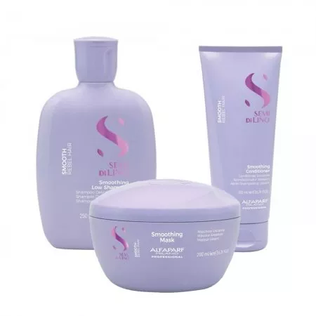Alfaparf Milano Semi di Lino Smooth, zestaw wygładzający, szampon + odżywka + maska