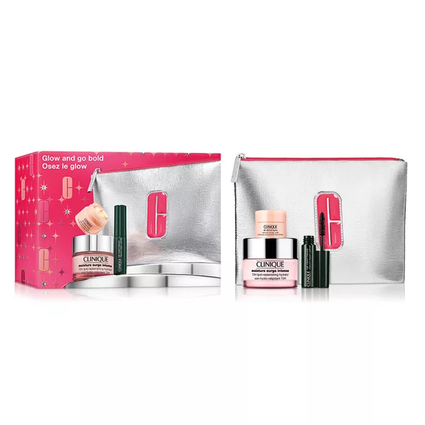 Clinique Glow and Go Bold zestaw intensywnie nawilżający krem do twarzy 50ml + krem pod oczy 5ml + tusz do rzęs 3.5ml + kosmetyczka
