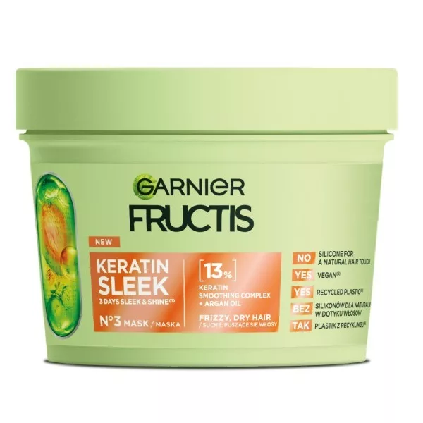 Garnier Fructis Keratin Sleek maska do włosów suchych i puszących się 370ml