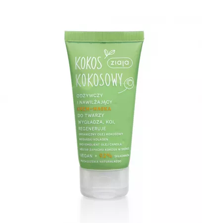 Ziaja Kokos, kokosowy odżywczy i nawilżający krem-maska do twarzy, 50ml
