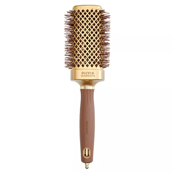 Olivia Garden Expert Blowout Straight, szczotka do prostowania i modelowania włosów, Wavy Bristles Gold&Brown 50mm