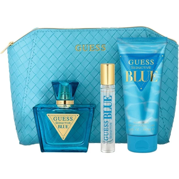 Guess Seductive Blue zestaw woda toaletowa spray 75ml + woda toaletowa spray 15ml + balsam do ciała 100ml + kosmetyczka (W)