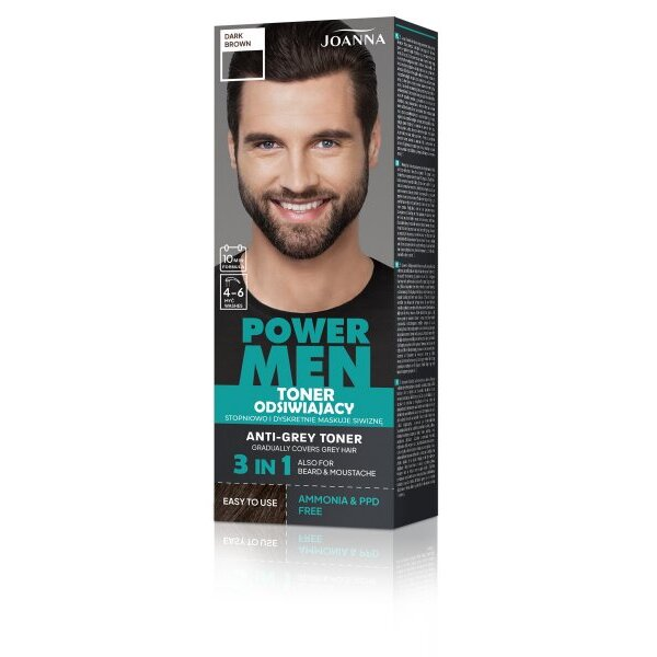 Joanna Power men, toner odsiwiający, 02 Dark brown, 80g