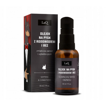 LaQ Doberman o zapachu seksu i biznesu czarny mat, olejek do pielęgnacji brody i skóry twarzy, 30ml