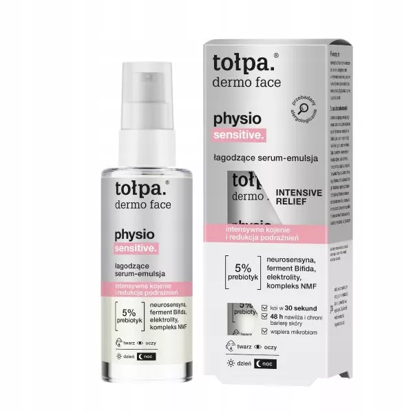 Tołpa Dermo Face Physio Sensitive, łagodzące serum-emulsja do twarzy, 45ml