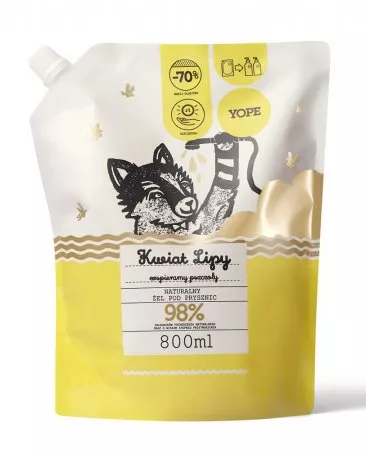 Yope, żel pod prysznic, Kwiat lipy, 800ml, refill