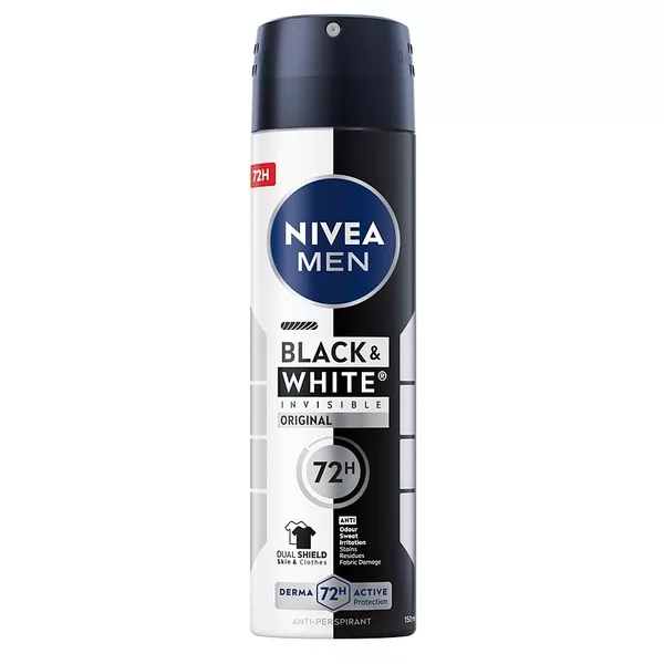Nivea Men Black & White Invisible Original antyperspirant spray 150ml (M)