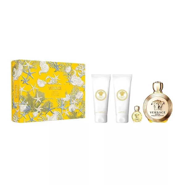 Versace Eros Pour Femme zestaw woda perfumowana spray 100ml + żel pod prysznic 100ml + balsam do ciała 100ml + miniatura wody perfumowanej 5ml (W)
