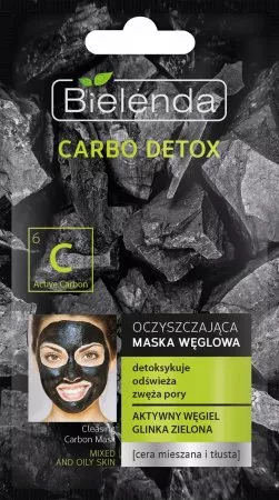 Bielenda Carbo Detox Oczyszczająca Maska Węglowa Do Cery Mieszanej i Tłustej, 8g