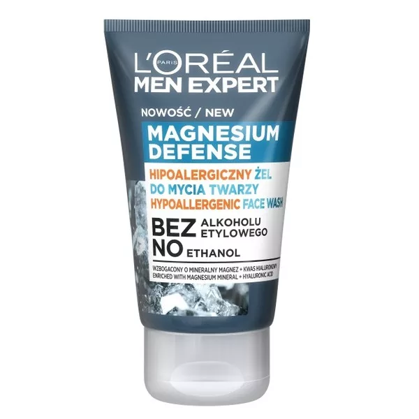 L'Oreal Paris Men Expert Magnesium Defense Hipoalergiczny żel do mycia twarzy, 100ml