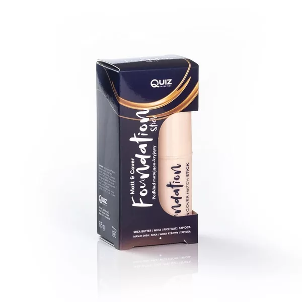 Quiz Cosmetics Matt & Cover Stick Foundation kryjący podkład w sticku wzbogacony olejem rycynowym i masłem shea Natural 7.5g