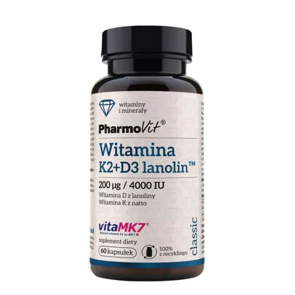 Pharmovit Witamina K2+D3 lanolin suplement diety 60 kapsułek