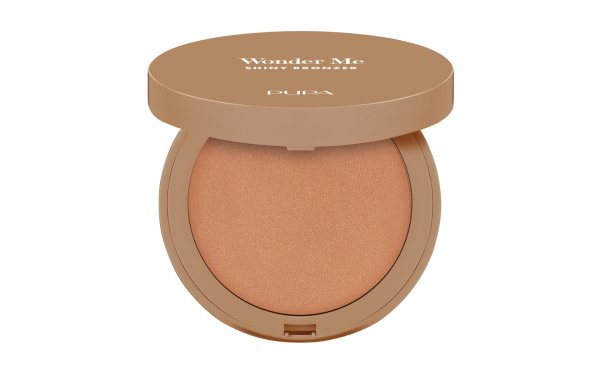 PUPA Wonder Me Shiny Bronzer, wypiekany bronzer rozświetlający, 001 Light Neutral, 6g