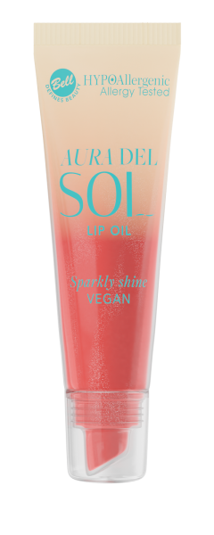 Bell HYPOAllergenic Aura Del Sol, hypoalergiczny olejek do ust z drobinkami, 02, 10g